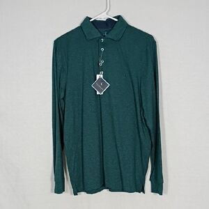 NWT Tailorbyrd Hunter Brushed Melange Long Sleeve Polo Shirt Mens Size Large